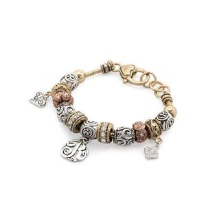 Three toned “R” initial charm bracelet